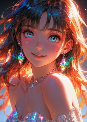 Anime Girl with Sparkly Dress