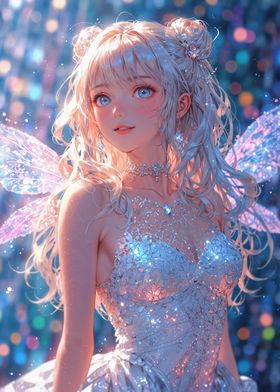 Fairy Girl in Sparkling Dress