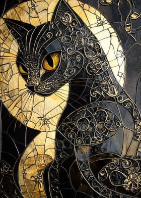 Black Cat Stained Glass