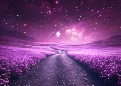 Purple Night Sky Landscape