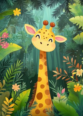 Cute Giraffe in Jungle