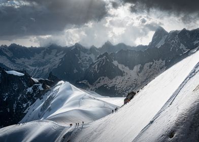 Mont Blanc Climbers in Snow