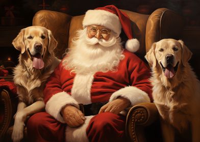 Santa with Golden Retrievers