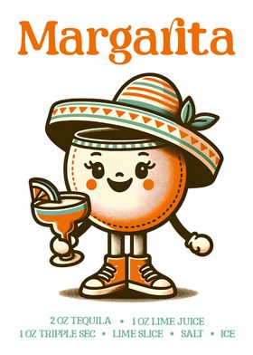 Margarita Retro Mascot Poster