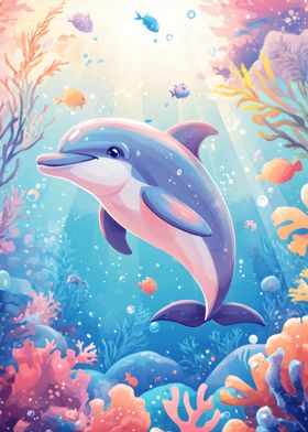 Dolphin in Coral Reef