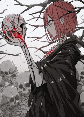 Anime Girl with Skull