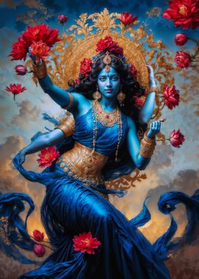 Kali, Hindu Goddess in Blue