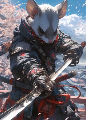 Samurai Ferret with Katana