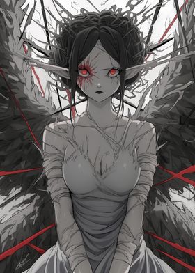 Fallen Angel with Red Eyes