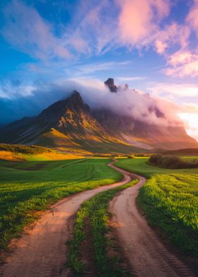 Mountain Road at Sunset