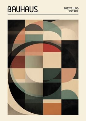 Bauhaus Mid Century Geometric Art Print Autumn