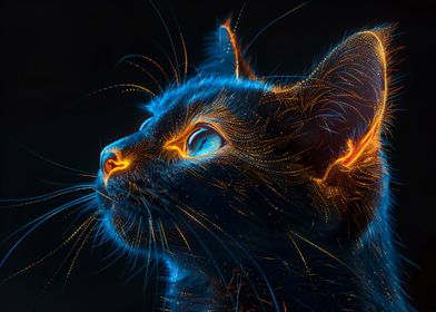 Black Cat in Neon Lights