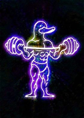 Duck Bodybuilder Neon Art