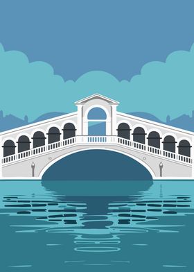 Rialto Bridge in Venice over canal