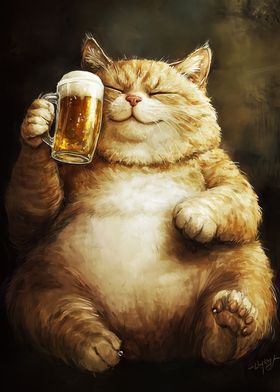 Happy Cat with Beer