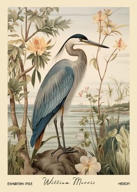 William Morris Heron Floral Art