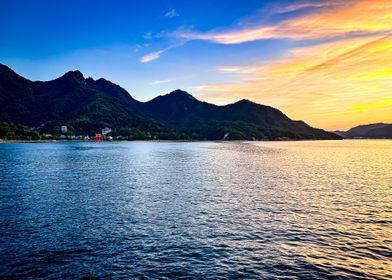 Japanese Mountain Sunset at Miyajima