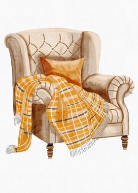 Cozy Armchair with Blanket