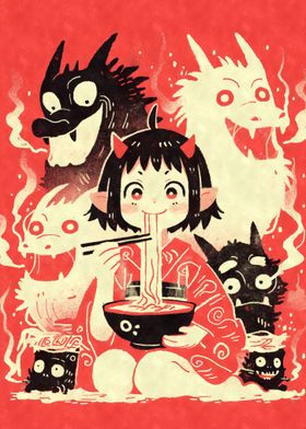 Demon Girl Eating Ramen