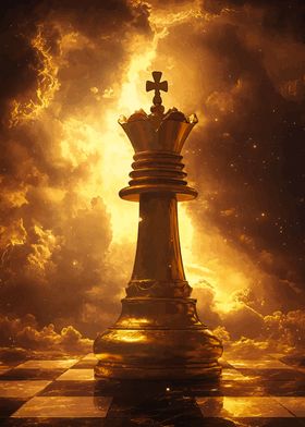 Golden Queen Chess Piece