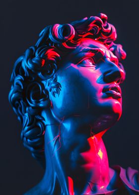 David Statue Neon Art