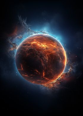 Fiery Planet in Space