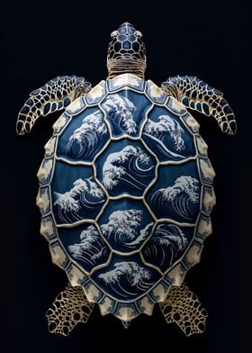 Sea Turtle with Wave Design