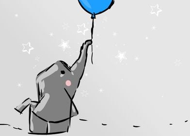 Cute Elephant with Balloon