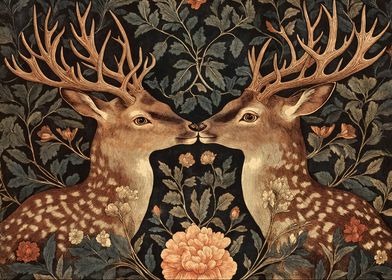 William Morris Deer Floral Art