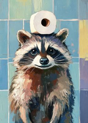 Raccoon with Toilet Paper