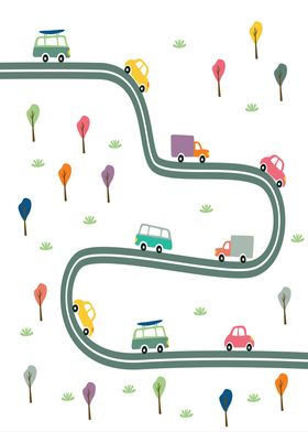 Cars on Winding Road