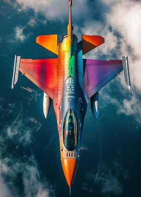 Rainbow F-16 Fighter Jet