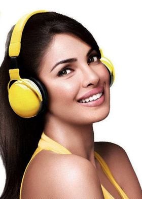 Priyanka Chopra in Yellow Headphones