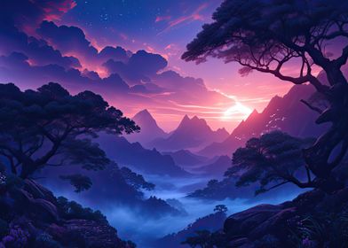 Sunset Mountain Landscape