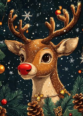 Christmas Reindeer Portrait