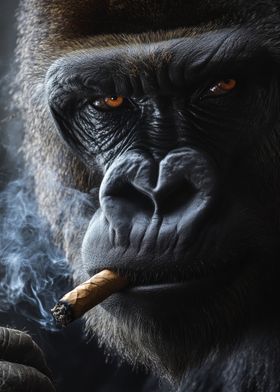 Gorilla Smoking Cigar