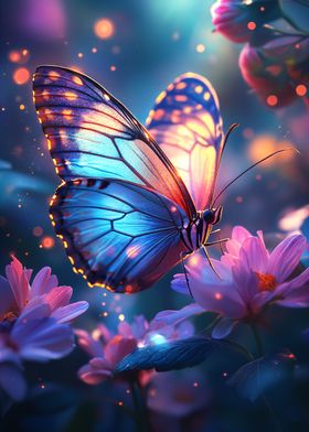 Magical Butterfly on Flowers