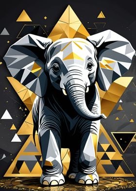 Geometric Elephant Art