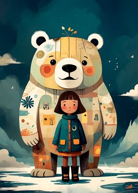 Girl and Patchwork Bear