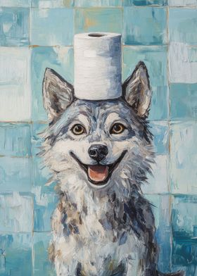 Wolf with Toilet Paper Hat