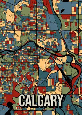 Calgary Canada Earthtone City Map Art