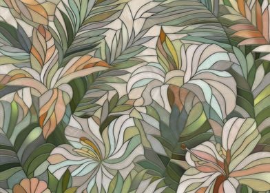 Tropical plants Mosaic Digital Art