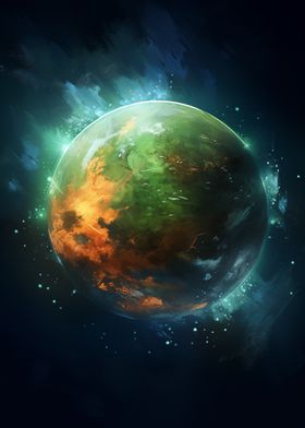 Green and Orange Planet