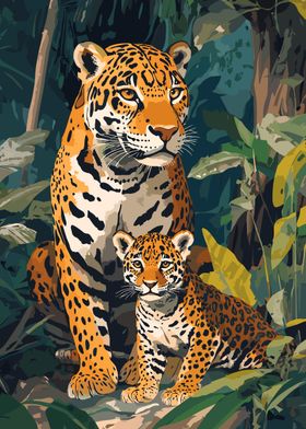 Jaguar Mother and Cub