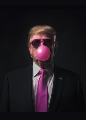 Pink Donald Trump Bubble Gum Portrait