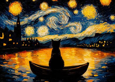 Cat in Starry Night