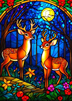 Stained Glass Deer