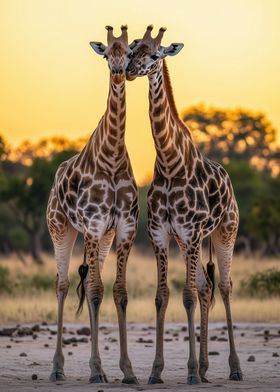 Two Giraffes at Sunset