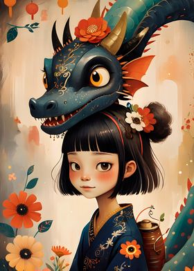 Dragon & Girl in Bloom