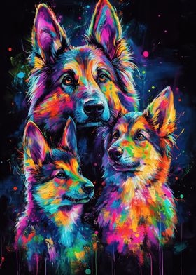 Colorful Dog Family Portrait